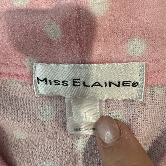 Miss Elaine Cotton Terry Robe House Dress sz Large Pink snap Front 2 Pockets - Picture 5 of 9
